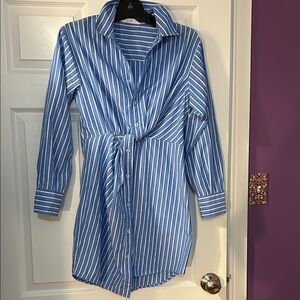 Steve Madden button down Blue and White Striped Dress
